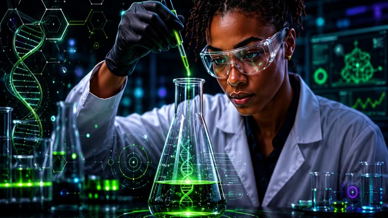 Dink Genetics research technician at the bench